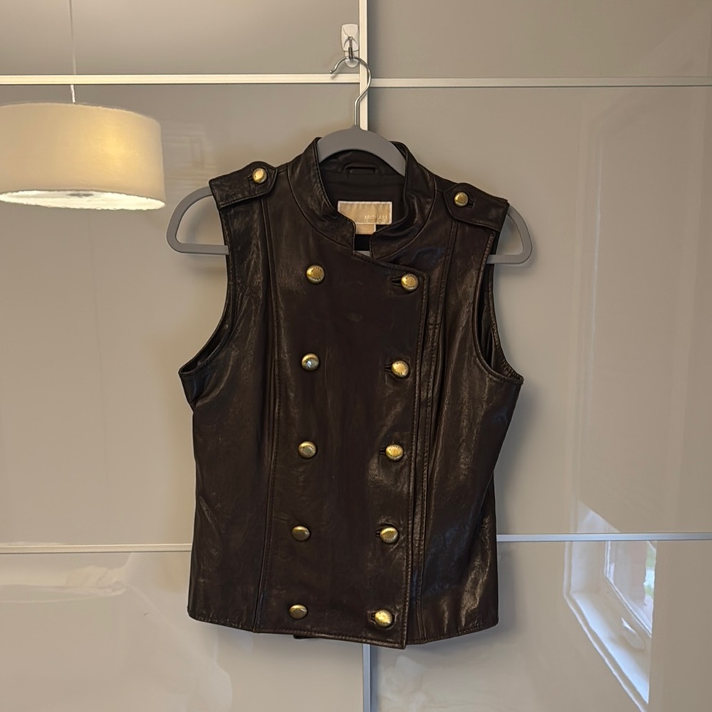 Michael Kors Vintage Brown Leather Vest - Picture 5 of 8